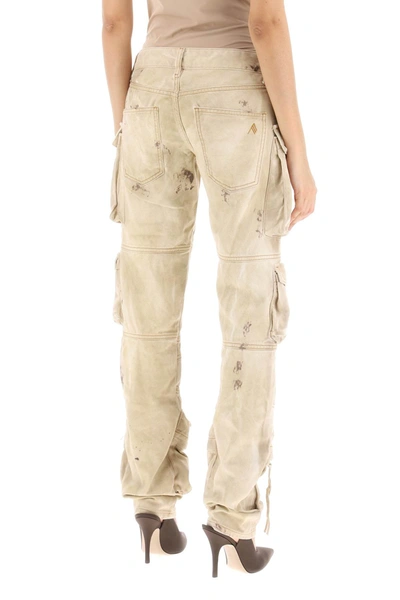 Shop Attico The  'essie' Cargo Pants With Marble Effect Women In Cream