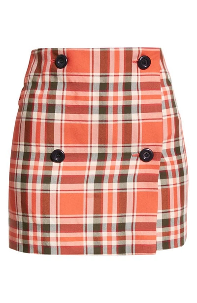 Shop Acne Studios Irri Plaid Miniskirt In Red/ Brown