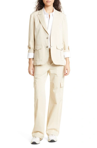 Twp Bell Stretch Cotton Blazer In Khaki