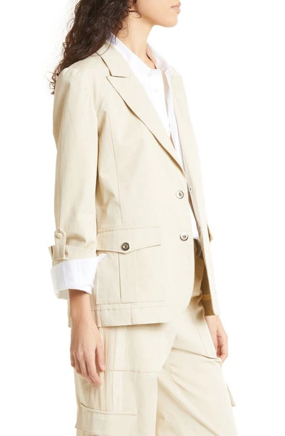 Twp Bell Stretch Cotton Blazer In Khaki