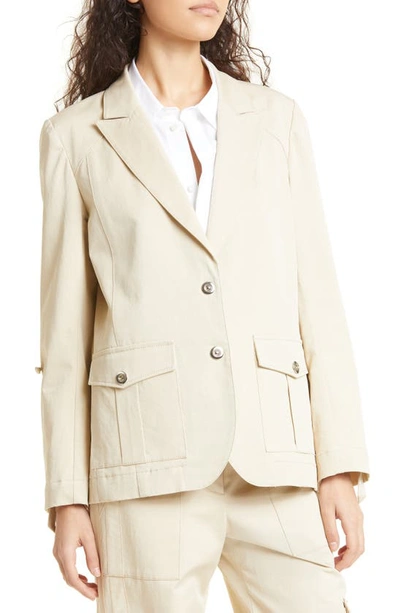 Twp Bell Stretch Cotton Blazer In Khaki