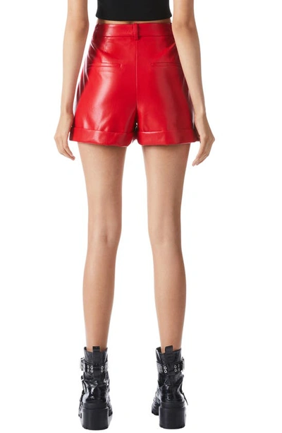 Shop Alice And Olivia Conry Faux Leather Shorts In Perfect Ruby
