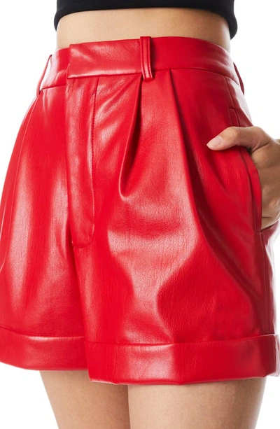 Shop Alice And Olivia Conry Faux Leather Shorts In Perfect Ruby