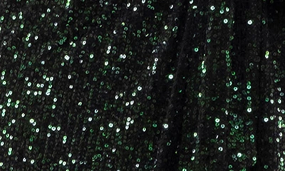 August Sky Sequin Long Sleeve Dress In Dark Green