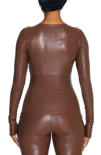 Shop N By Naked Wardrobe That Extra Drip Faux Leather Top In Brown