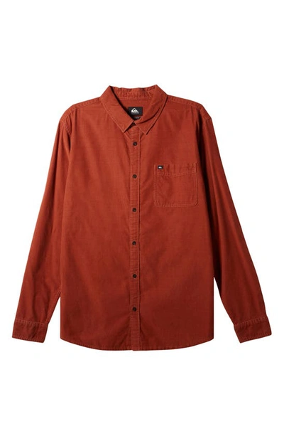 Shop Quiksilver Smoke Trail Button-up Corduroy Shirt In Baked Clay