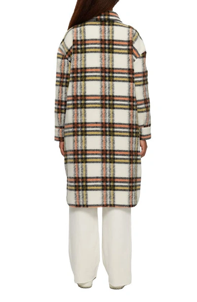 Noize Greta Plaid Felted Shirt Jacket In Cream Check