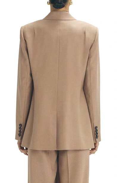 Reiss Camel Wool Double Breasted Blazer In Neutral