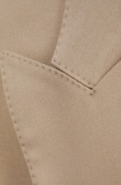Reiss Camel Wool Double Breasted Blazer In Neutral