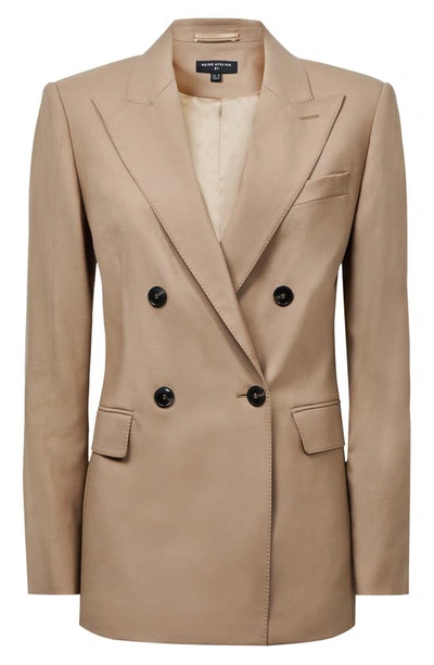 Reiss Camel Wool Double Breasted Blazer In Neutral