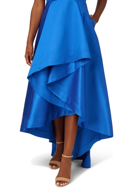 Shop Adrianna Papell Tuxedo High-low Satin Gown In Ultra Blue