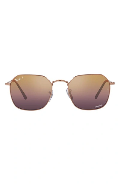 Shop Ray Ban Jim 53mm Polarized Irregular Sunglasses In Rose Gold