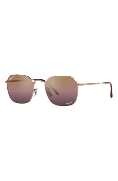 Shop Ray Ban Jim 53mm Polarized Irregular Sunglasses In Rose Gold