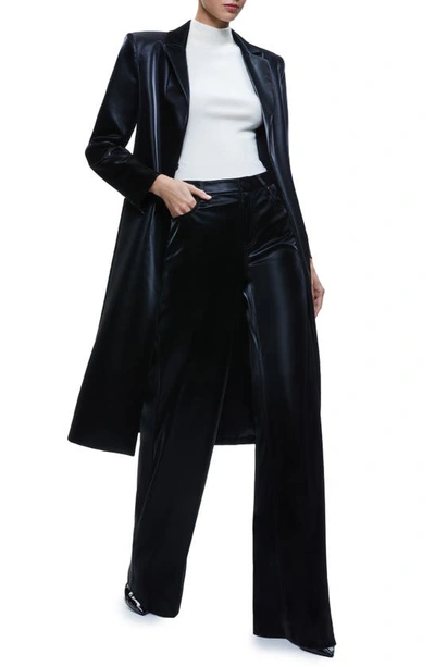Shop Alice And Olivia Mya Faux Leather Blazer Coat In Black