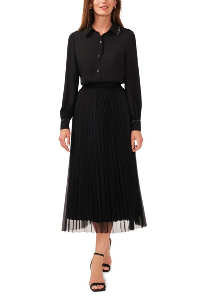 Shop Halogen Glitter Underlay Pleated Skirt In Rich Black