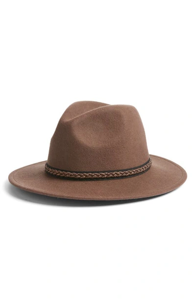 Shop Treasure & Bond Metallic Trim Panama Hat In Brown Chocolate Combo
