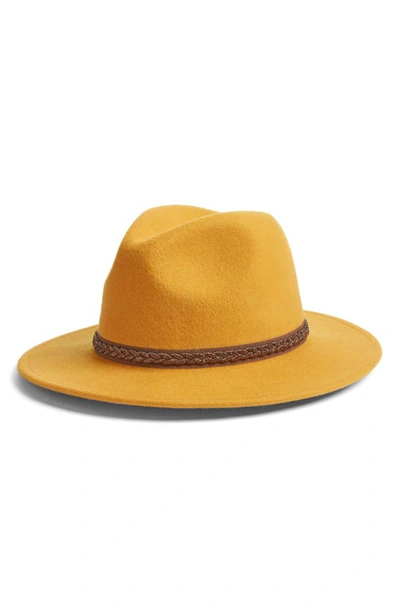 Shop Treasure & Bond Metallic Trim Panama Hat In Yellow Gold Combo