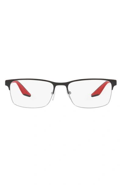 Shop Prada 57mm Rectangular Optical Glasses In Silver