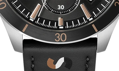 Shop Hugo Boss Troper Chronograph Leather Strap Watch, 45mm In Black