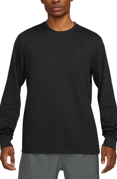 Shop Nike Dri-fit Primary Long Sleeve T-shirt In Black/ Black