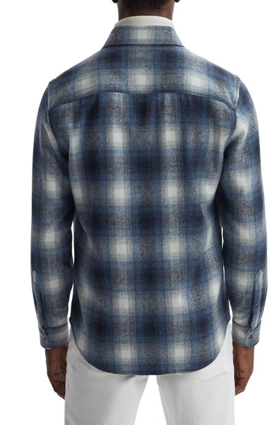 Shop Reiss Novelli Plaid Wool Blend Button-up Shirt In Blue Multi