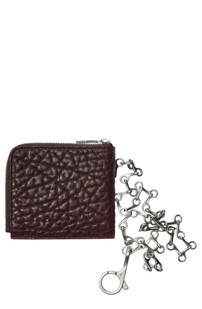 Shop Burberry Bull Hide Leather Wallet On A B-chain In Bordeuax