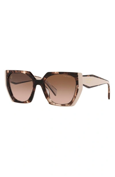 Shop Prada 55mm Gradient Rectangular Sunglasses In Beige Tort