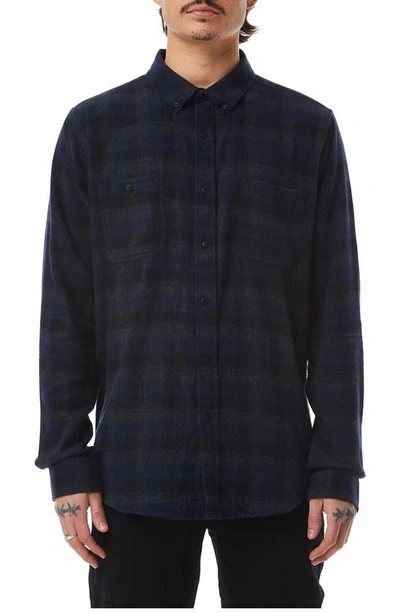 Shop Ezekiel Costner Plaid Flannel Shirt In Dark Blue