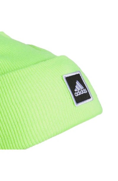 Shop Adidas Originals Wide Cuff Rib Beanie In Green/ Black/ White