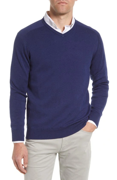Shop Peter Millar Deuce V-neck Sweater In Navy
