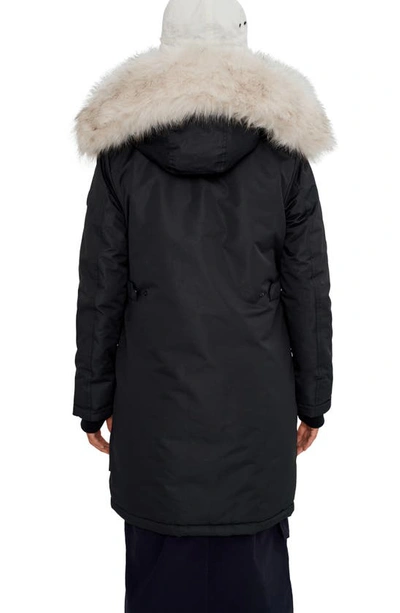 Shop Noize Parka With Faux Fur Hood In Black