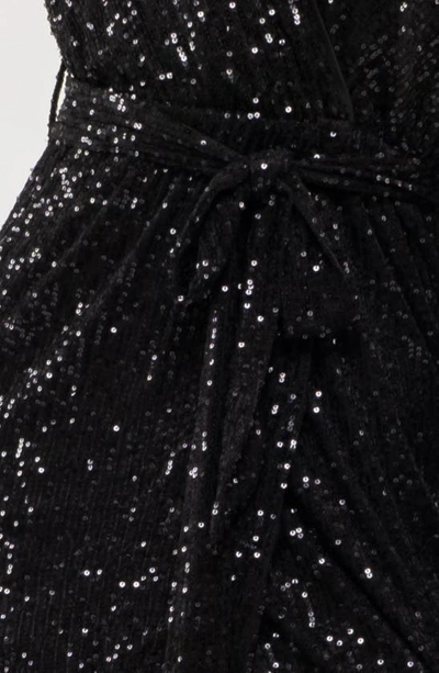 August Sky Sequin Long Sleeve Dress In Black