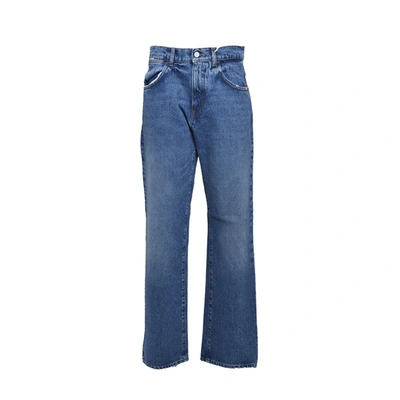 Shop Amish Blue James Used Effect Cotton Jeans  In Denim