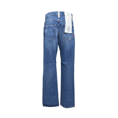 Shop Amish Blue James Used Effect Cotton Jeans  In Denim