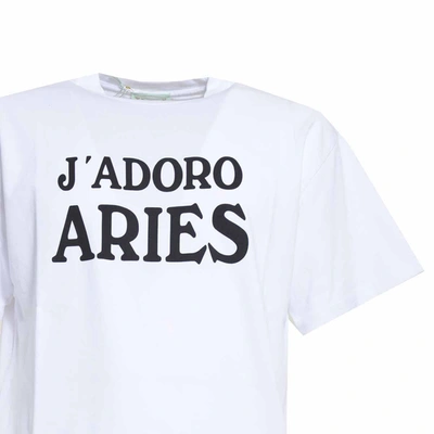 Shop Aries White Cotton J'adoro  Printed T-shirt