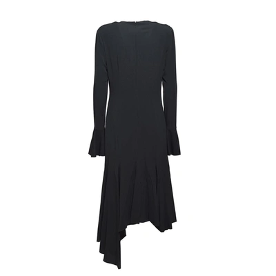 Shop Blumarine Black Draped And Studded Silk Blend Midi Dress