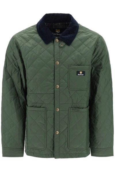 Shop Barbour Maison Kitsuné Kenning Quilted Jacket In Green