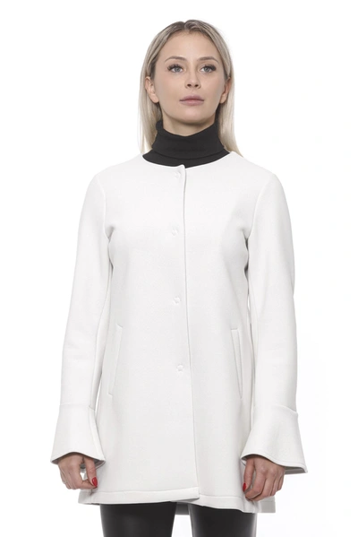 19v69 Italia Elegant White Neoprene Woman Coat In White