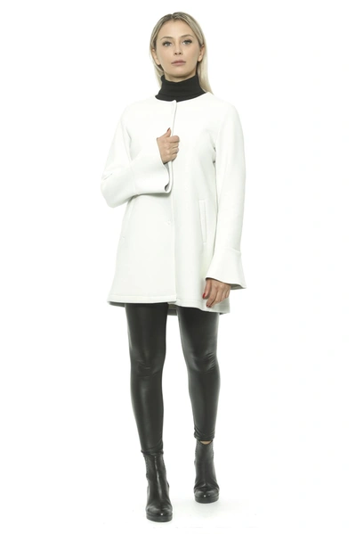 19v69 Italia Elegant White Neoprene Woman Coat In White