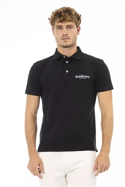 Shop Baldinini Trend Elegant Black Embroidered Polo Men's Tee
