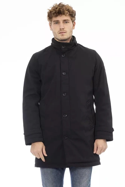 Shop Baldinini Trend Sleek Black Poly Jacket With Men's Monogram