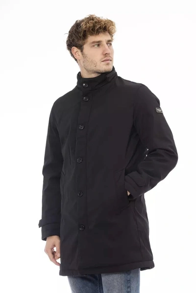 Shop Baldinini Trend Sleek Black Poly Jacket With Men's Monogram
