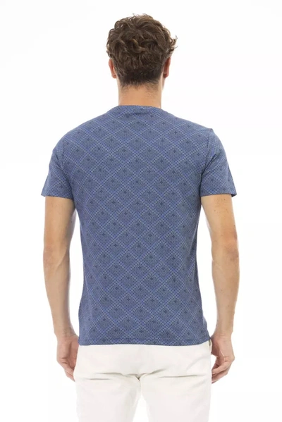 Shop Baldinini Trend Elevated Blue Cotton Tee With Front Men's Print