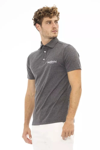 Shop Baldinini Trend Chic Gray Embroidered Logo Polo Men's Shirt