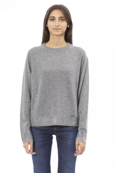 Shop Baldinini Trend Chic Gray Wool-blend Crew Neck Women's Sweater