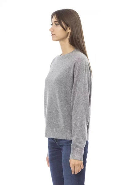 Shop Baldinini Trend Chic Gray Wool-blend Crew Neck Women's Sweater