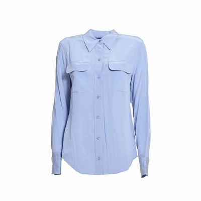 Shop Equipment Light-blue Silk Slim Signature Shirt  In Clear Blue