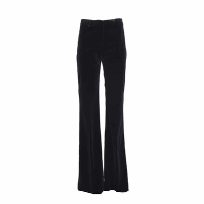 Shop Etro Black Velvet Flared High-waisted Trousers