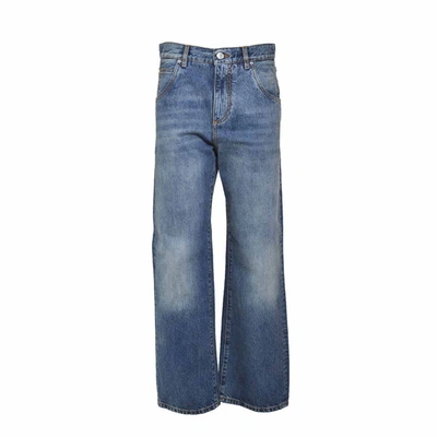 Shop Etro Blue Denim Easy Fit Jeans With Pegaso Embroidery
