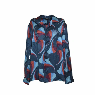 Etro Floral Print Silk Shirt In Blue
